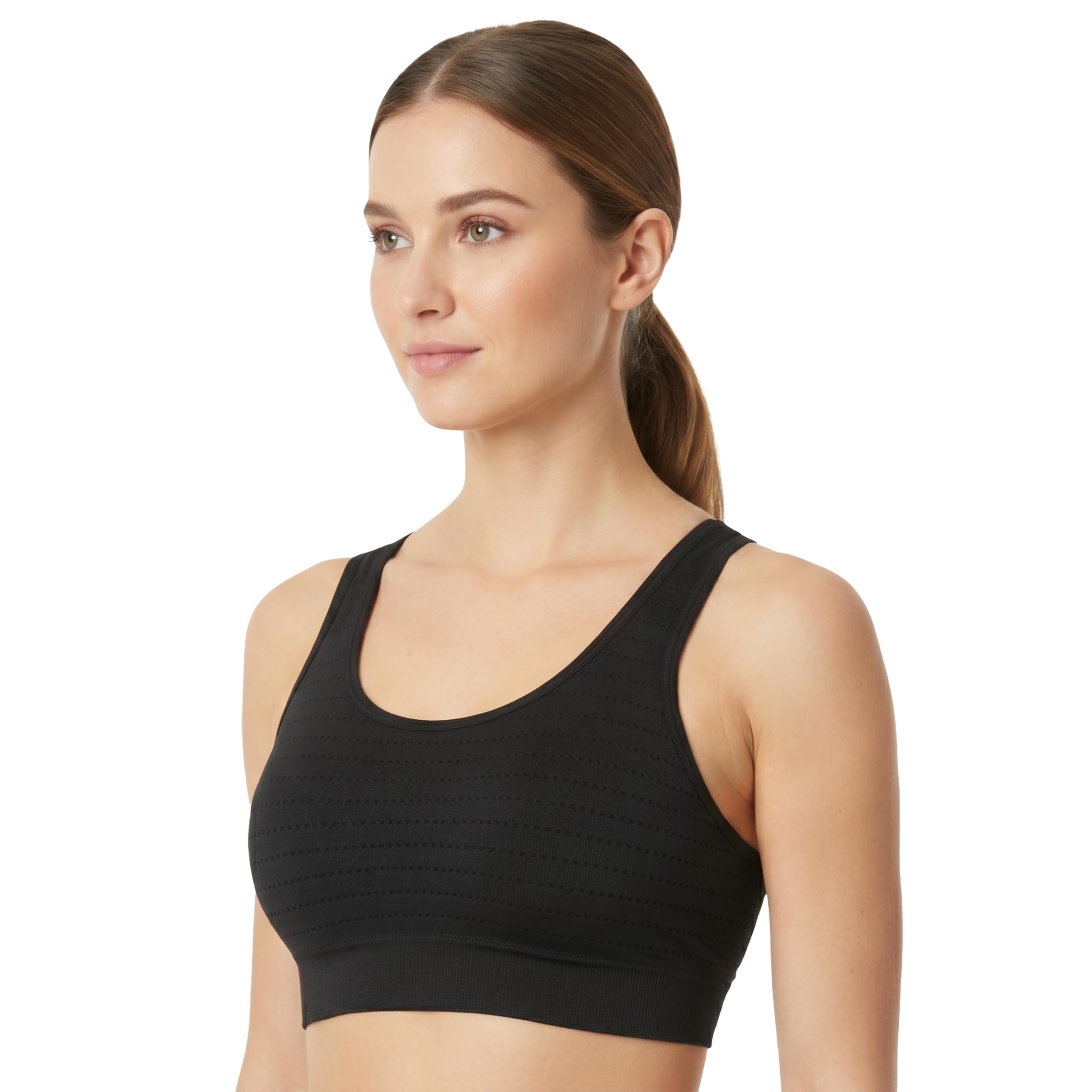 smiley face Bra for Women | Seamless Sports Comfortable Bralette for Every Day - Breathable All-Weather Support Crop Top for Gym Yoga Fitness Workout - Soft Ribbed Fabric Underwear Gear Black-picture-46
