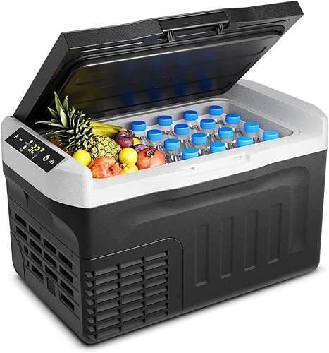 Refrigerador portátil para automóvil de 12 voltios, refrigerador eléctrico de 22 cuartos (21 litros), 1224 V CC y 110-240 V CA, congelador portátil