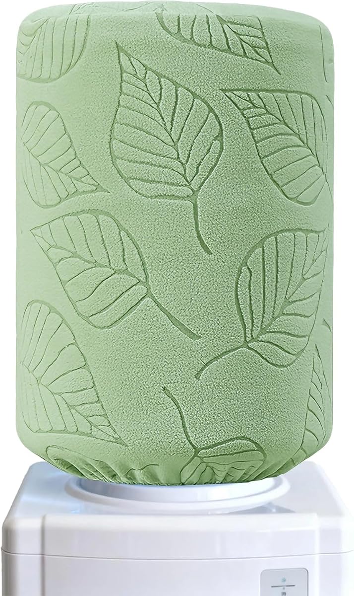 uxcell Water Dispenser Barrel Dust Cover, Reusable Durable Fabric Water Dispenser Decorative Cover Elastic Fabric Cooler Protector for 5 Gallon Home Office, Leaf Style Green