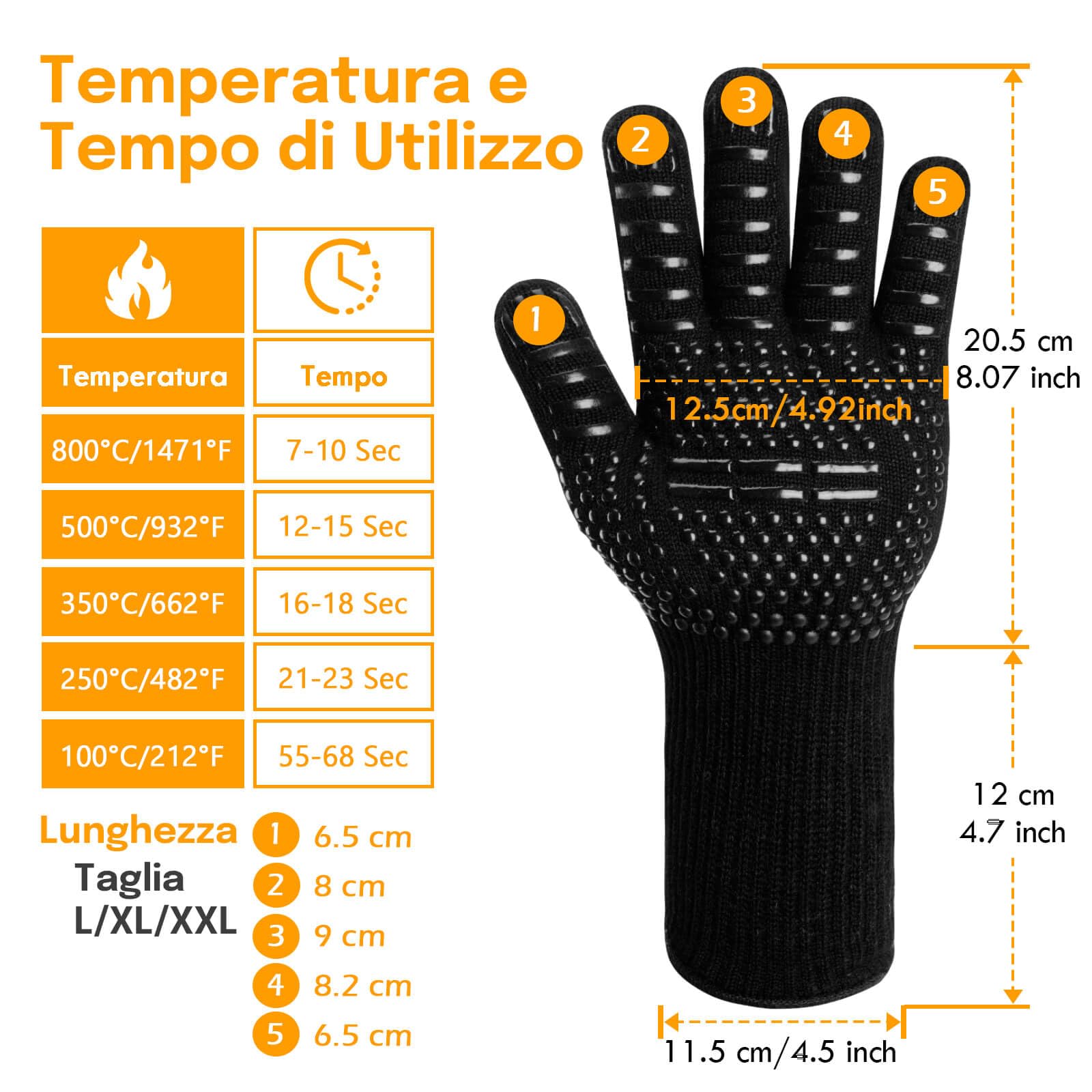 Reinalin Guanti da barbecue, resistenti al calore, 800 gradi, guanti da cucina, guanti da forno, guanti da forno, per cucina e barbecue (Dorato, L/XL/XXL)