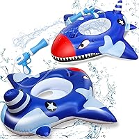 Vista 6 de AMENON Flotador de piscina con pistolas de agua, juguetes de piscina para niños de 3 a 11 años, barco de batalla inflable de 40 pulgadas