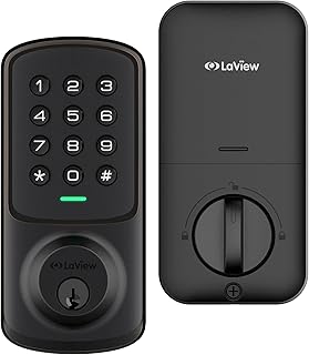 LaView Keyless Entry Electronic Deadbolt Lock with Keypad for Front Door, Bedroom Door, Garage Door, Auto,1-Touch Motorized Locking, 20 User Codes, Easy to Install