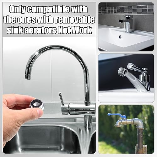 Miniatura 4 de Funrous Kit de adaptador de grifo de 14 piezas, adaptador de aireador de cocina hembra a macho para manguera de agua, fregadero, filtro de jardín,