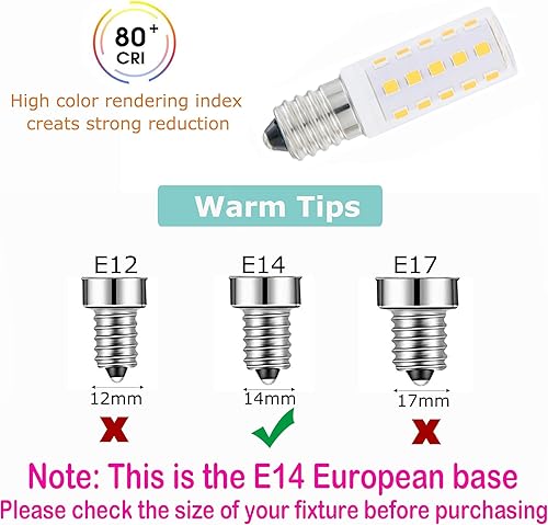 Miniatura 3 de Lamsky Bombilla LED E14 de 120 V, 4 W, luz blanca diurna 6000 K, regulable, base europea E14 de 35 W, 40 W, reemplazo de bombilla halógena (paquete