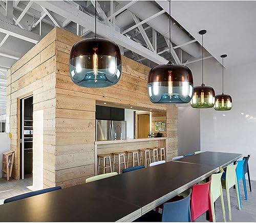 Miniatura 4 de Lámpara Colgante Moderna Lámpara Colgante de Cristal de Doble Color Retro de una sola Cabeza Candelabro Postmoderno Colgante Iluminación de techo