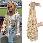 Leeven 30 Inch Blonde Natural Butterfly Soft Locs Distressed New Faux Locs Crochet Braids 1 Pack Pre Looped Long Goddess Locs Curly Afro Roots Synthetic Hair Extensions for Women 613