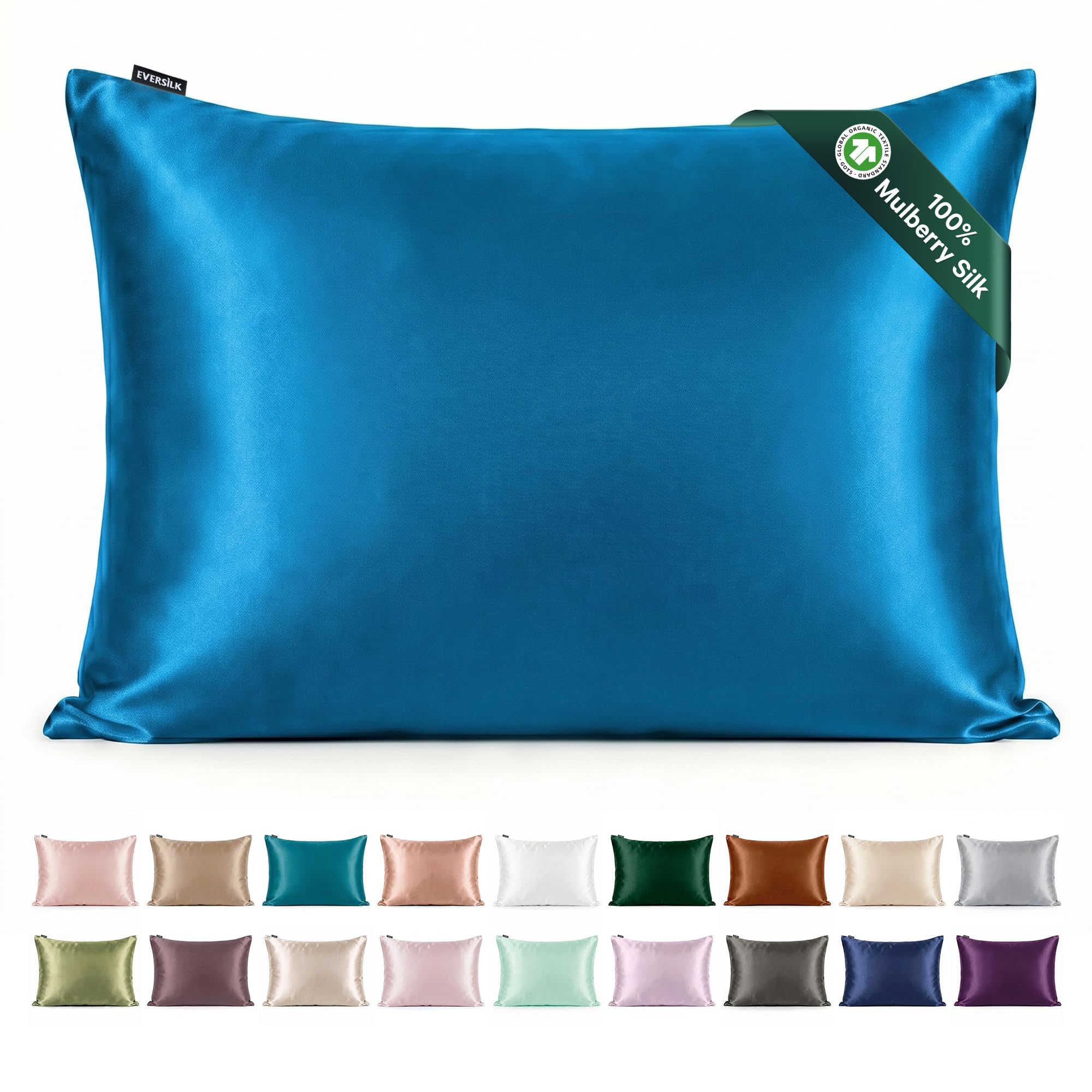 Mulberry Silk Pillowcase for Hair and Skin: 22 Momme Both Sides 100% Pure Silk Pillow Case with Hidden Zipper - Natural Pillow Cover for Cooling Sleep 1 Pack Royal Blue