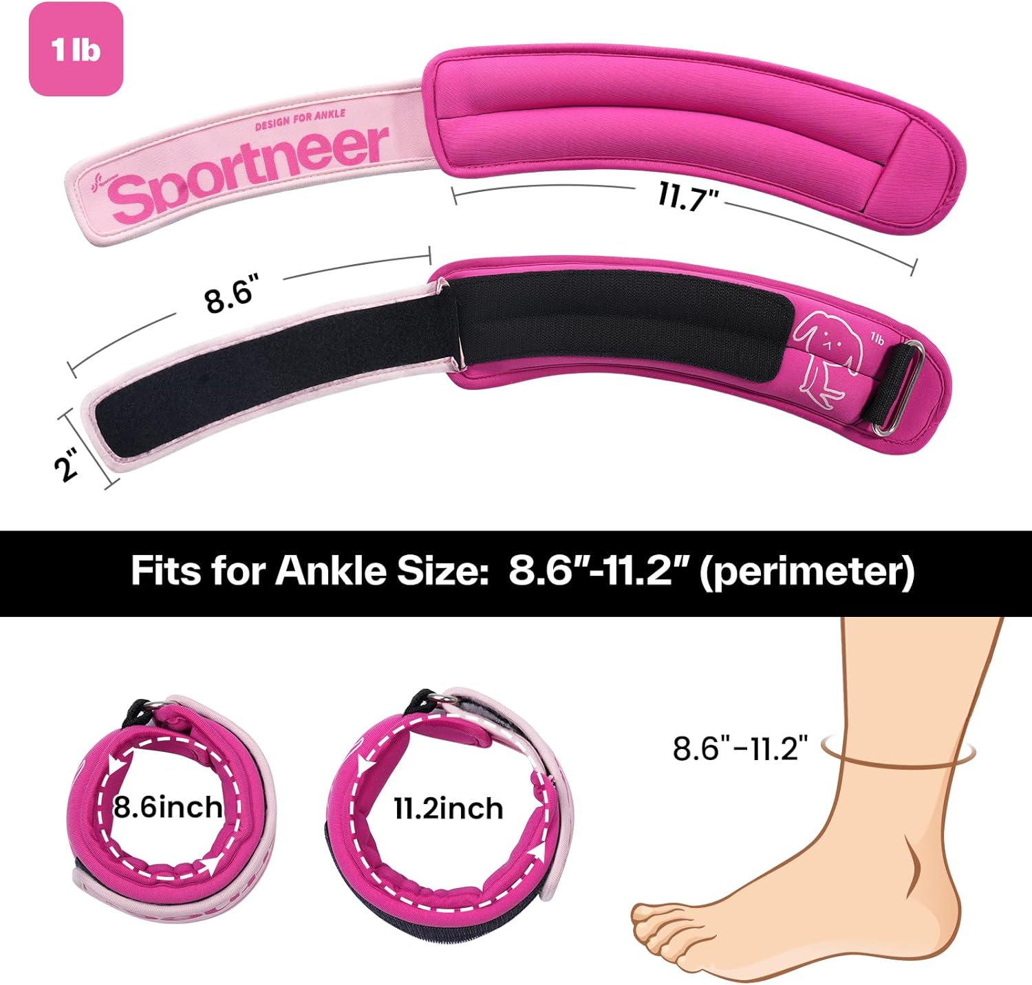 Sportneer Ankle Weights 0.5/1/2/3/5 LBS 1 Pair Wrist Leg Arm Weights for Women Men Kids Child with Adjustable Straps, Strength Weighted for Jogging Running Walking Fitness Gym Workout