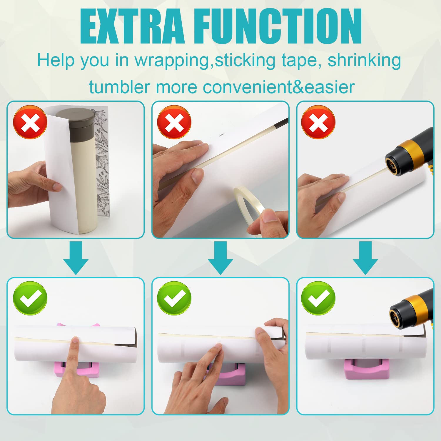 HealthSTEC Supporto per tazza con materiale in silicone e spatola con bordo in feltro, ideale per applicare decalcomanie in vinile sui bicchieri, design antiscivolo (ciano