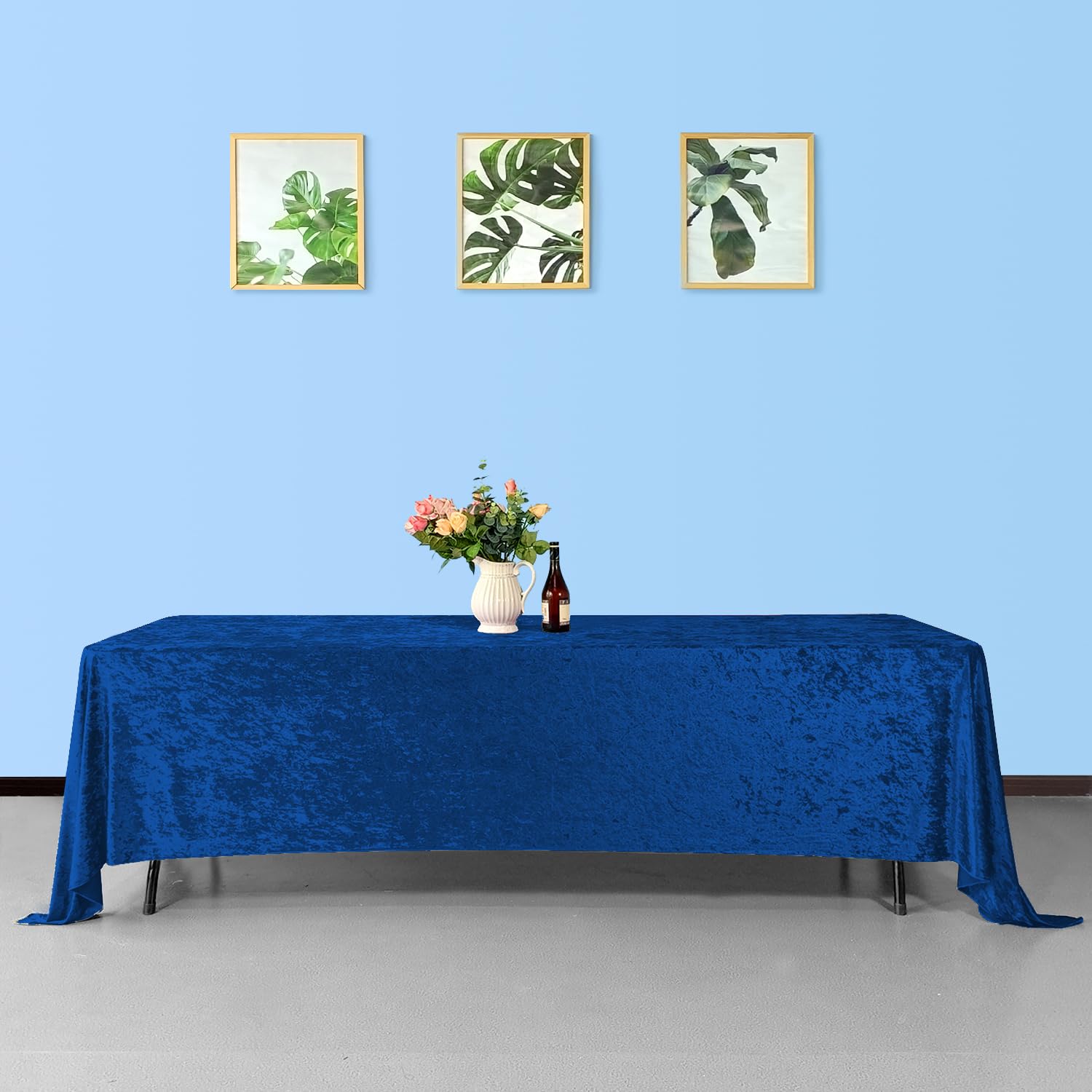 Trimming Shop 70" x 144" Rectangle Royal Blue Velvet Table Cloth, 1pc — image 1