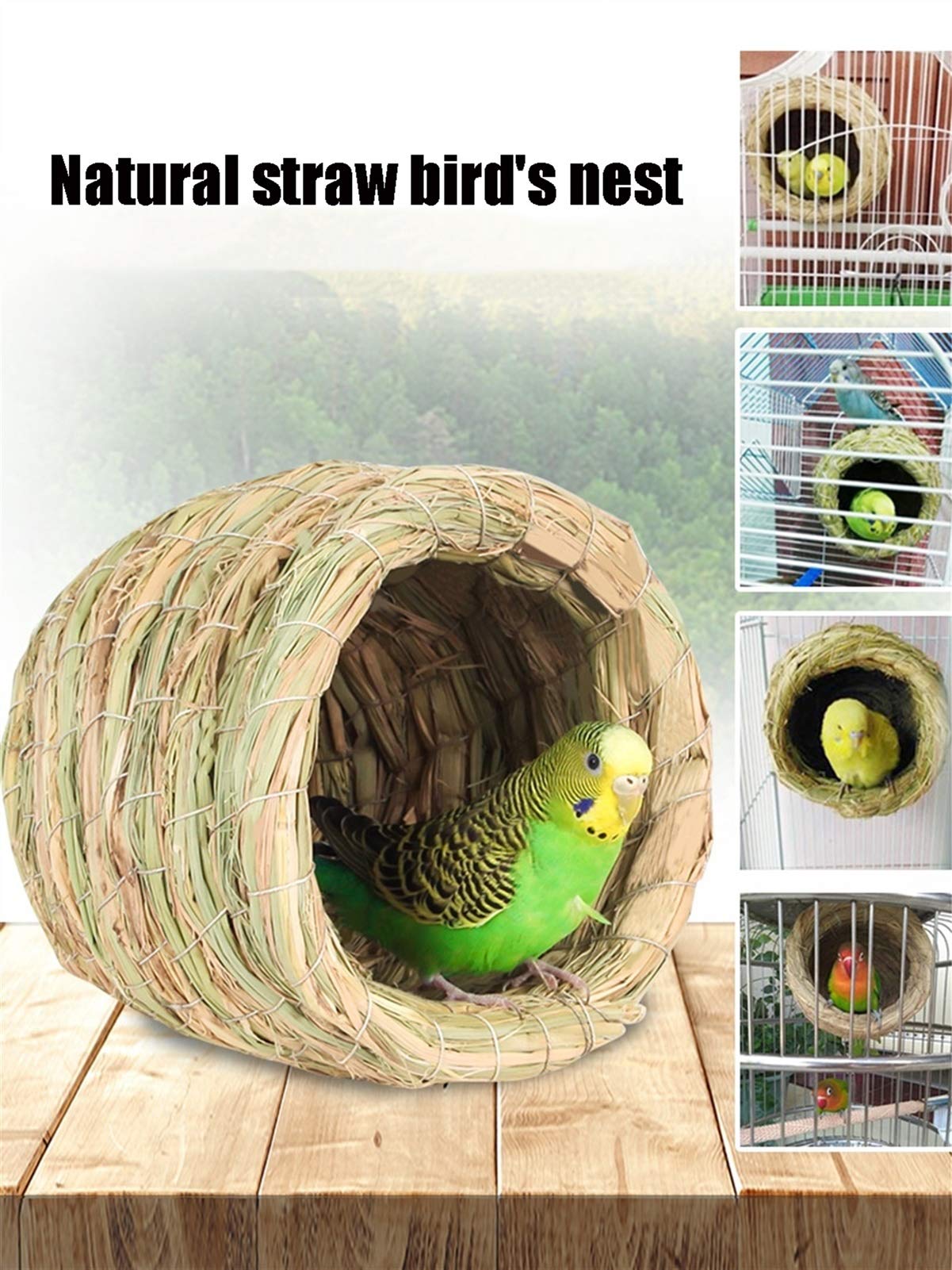 Nidi per Uccelli Nido di Uccello da Giardino Intrecciato a Mano, Paglia Naturale Puro, Birdhouse Comodo, Birdhouse Comodo, Posa di riposa e Allevamento di Uccelli, 12x11cm, 17x15cm (Size : Large)