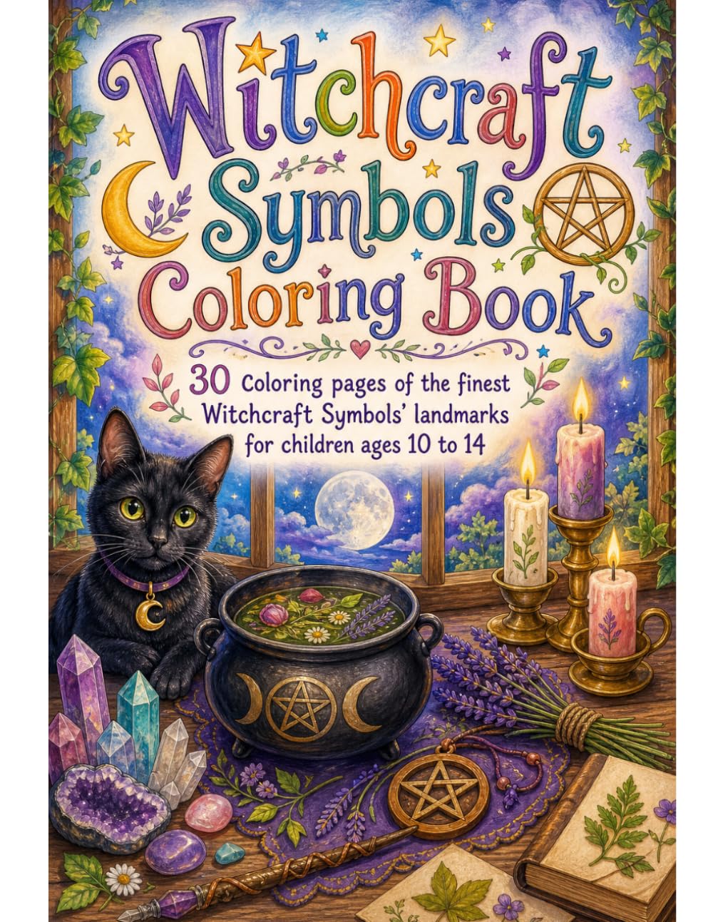 Witchcraft Symbols Coloring Book: 30 Coloring Pages of Pagan and Wiccan Symbols for Ages 10–14
