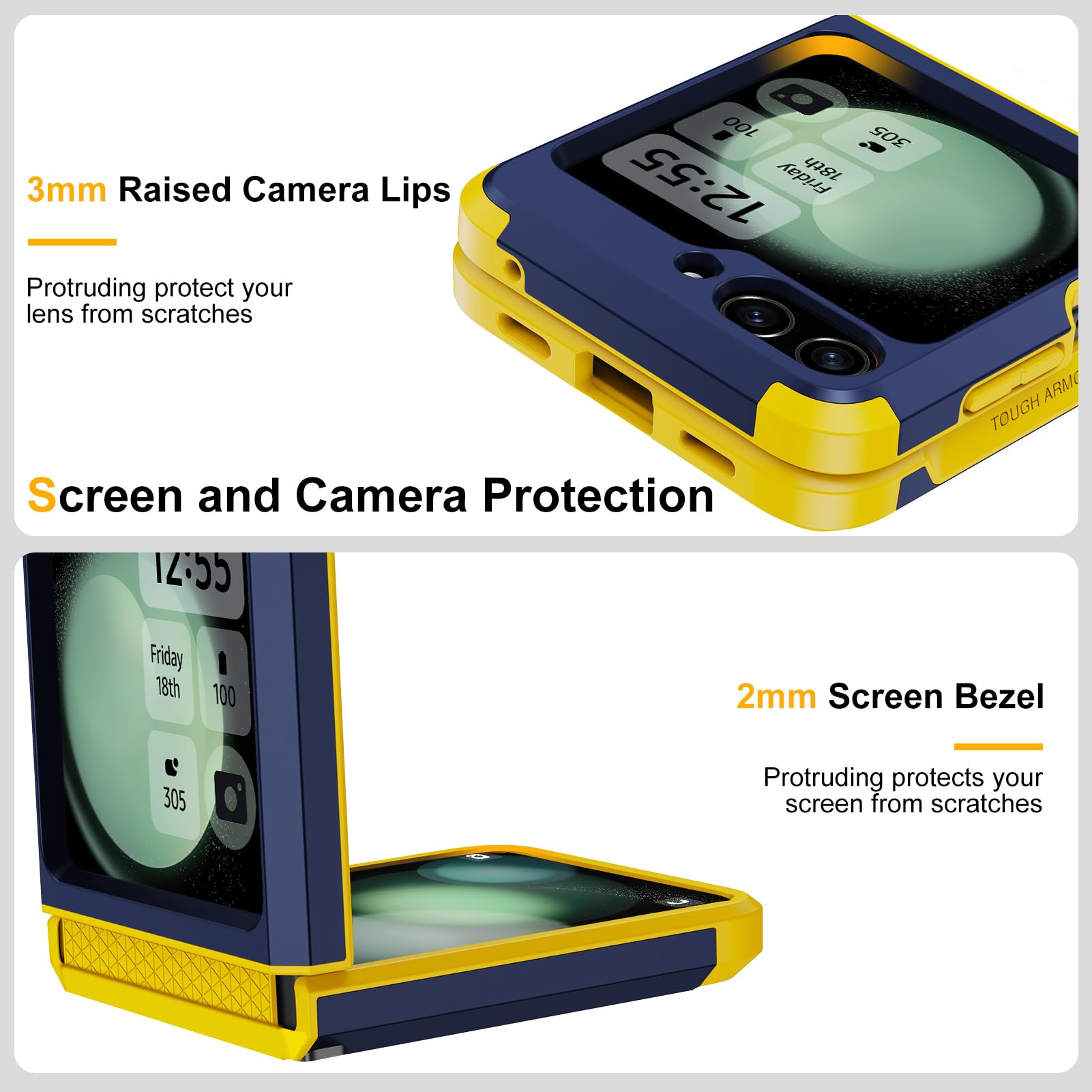 Annymall Samsung Galaxy Z Flip 5 Case with Hinge Protection, Heavy Duty Shockproof Drop Proof Full Body Protective Bumper Phone Cover for Galaxy Z Flip 5 5G (2023) (Dark Blue)