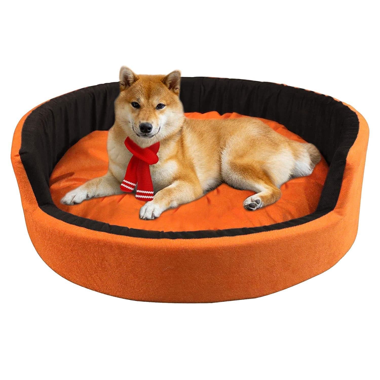 SKYMINT Reversible Round Foam Dual Ultra Soft Velvet Black Orange Color Luxury Sofa Bed PET Bed | Dog Bed | CAT Bed | Puppies Puppy Bed | Rabbit Bed (M) (B0D31K7B2R) Amazon Price History, Amazon Price Tracker