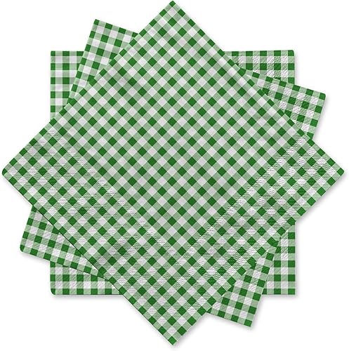 Gatherfun Servilletas desechables de papel, cuadros verdes para fiesta del día de San Patricio (3 capas, paquete de 50)