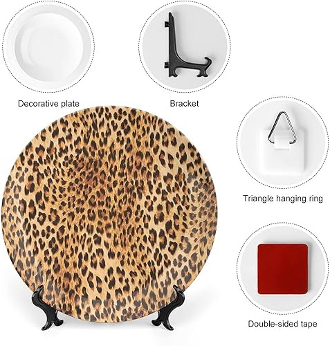 Miniatura 3 de Plato decorativo de 10 pulgadas, porcelana redonda con estampado animal, diseño de piel de leopardo y animales salvajes, impresión artística moderna