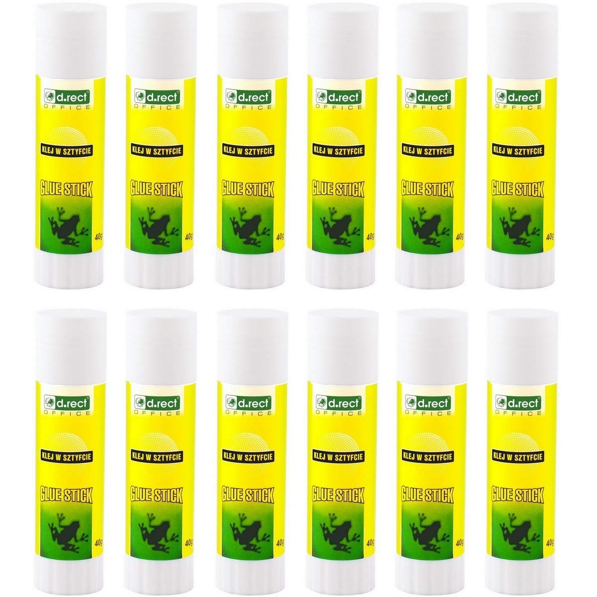 D.RECT Glue Stick 12-Pack 40 g – PVA Glue for Craft Art Scrapbooking – Odourless, Washable – Strong Hold for Paper, Card, Photos & Fabric – Smooth, Wrinkle-Free Application