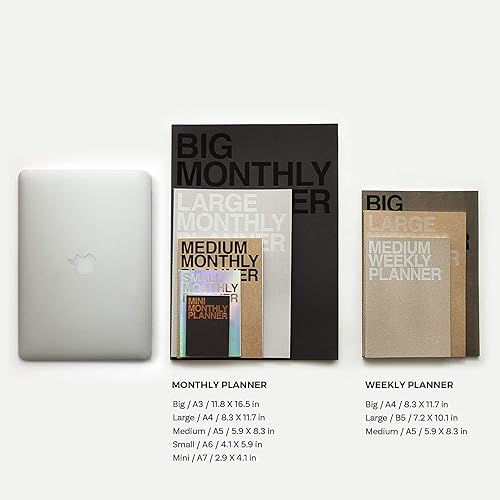 Miniatura 3 de JSTORY Planificador mensual mediano sin fecha para todo el año, cubierta flexible, organizador de objetivostiempo, papel grueso, respetuoso con el