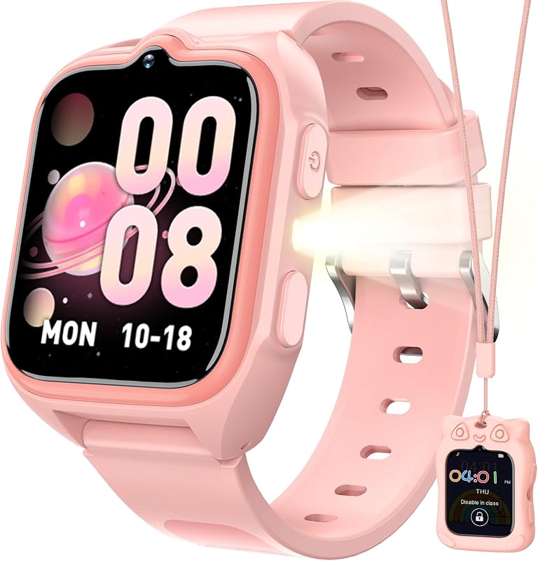 Reloj inteligente para niños con 32 juegos de rompecabezas, cámara HD y grabación de video, pantalla táctil de 1,75 pulgadas, linterna, reproductor de música, podómetro, despertador, cronómetro, reloj para niños de 4 a 12 años