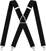 WOXVM Men's Adjustable X-Back Suspenders with 4 Heavy-Duty Metal Clips - Elastic Braces for Men & Women