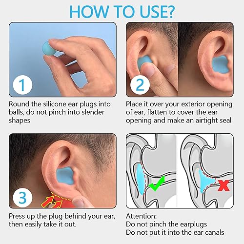 Miniatura 6 de ACVVIP - Tapones para los oídos de silicona  24 piezas  Tapones suaves reutilizables con cancelación de ruido con cajas de transporte para dormir,