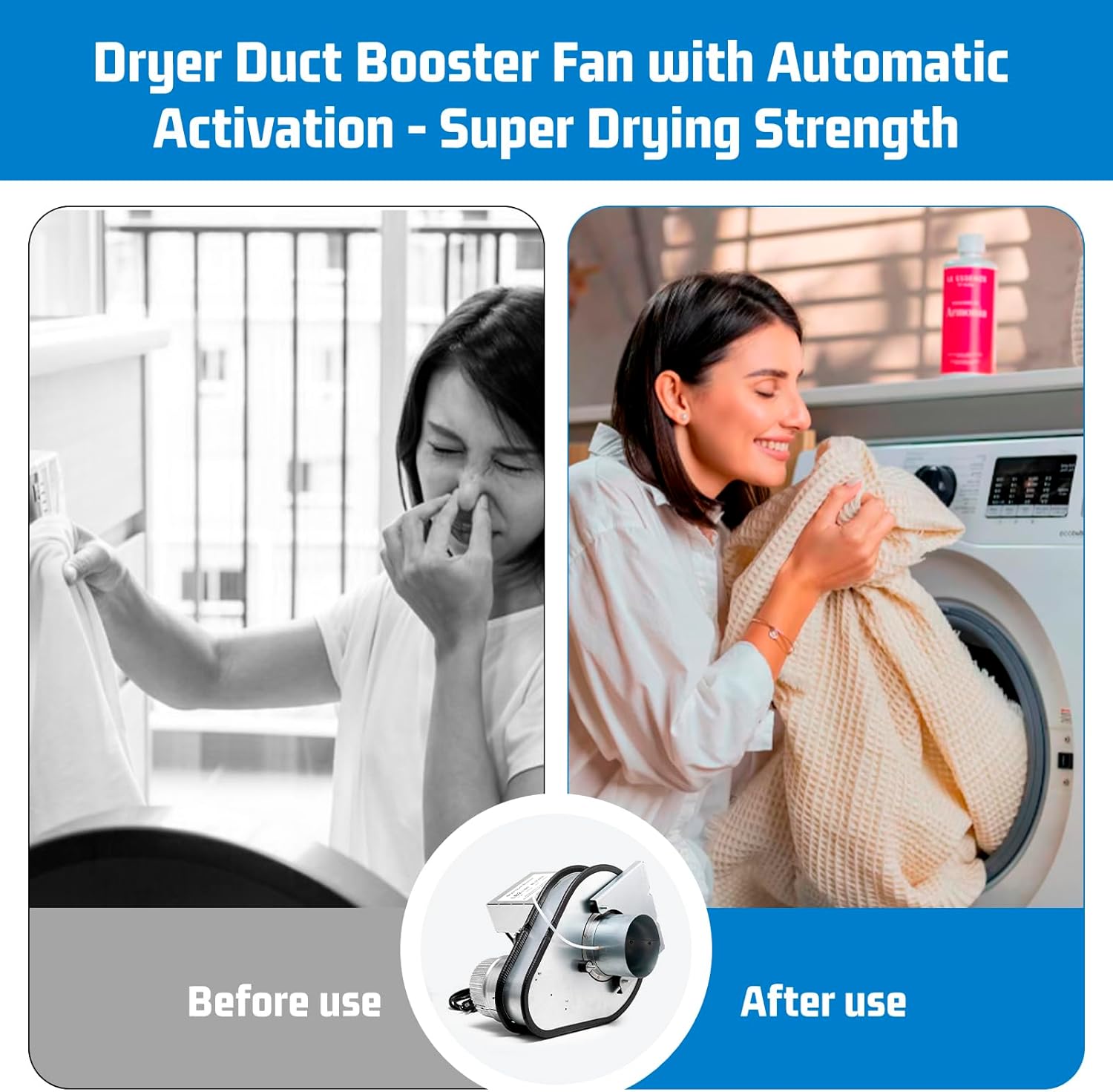Dryer Duct Booster Fan, LB2 Dryer Duct Booster Fan with Automatic Activation 4" DBF2 - Zero Maintenance, No-Clog