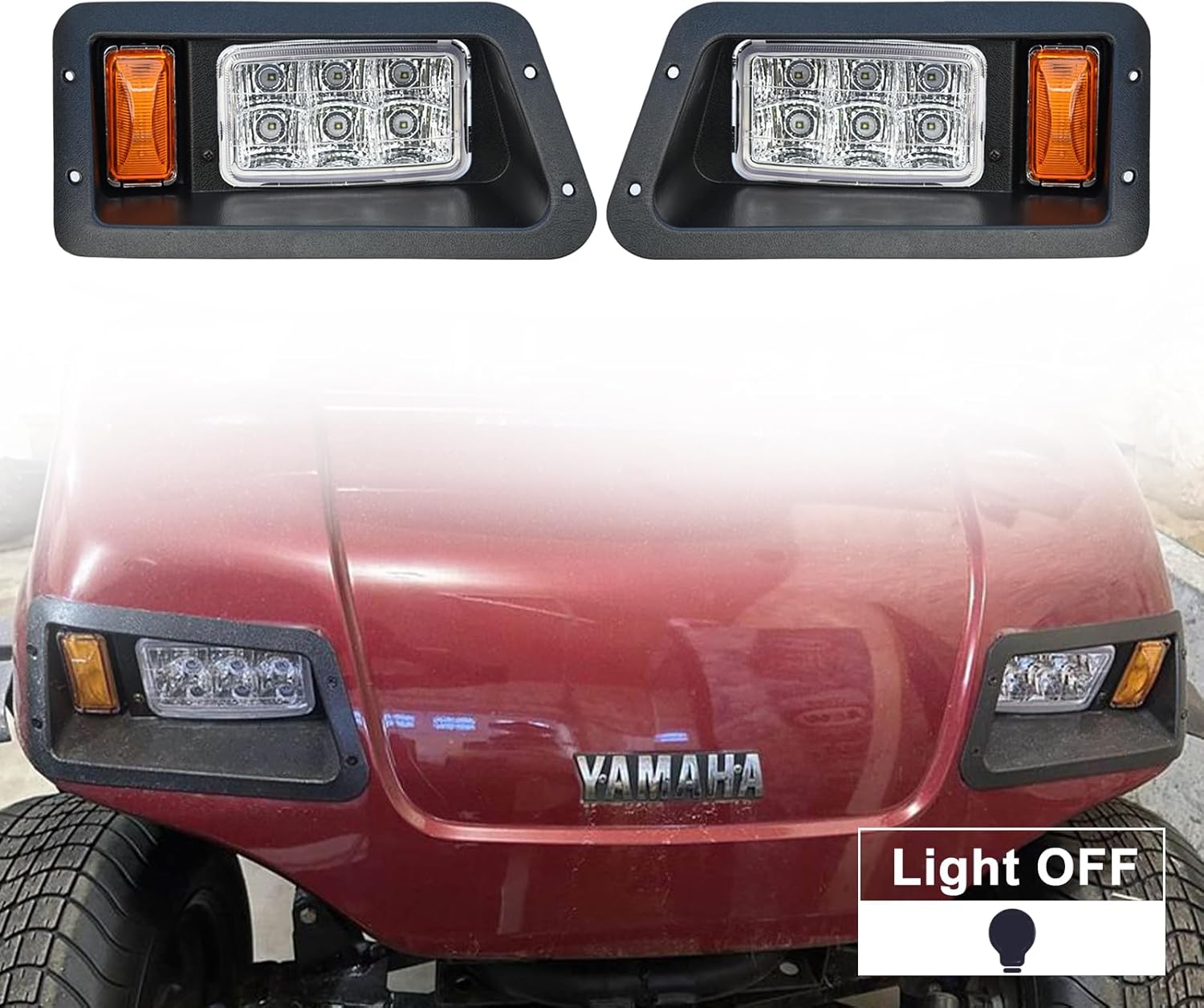 LED Head Light Kit For YAMAHA G14 G16 G19 G22 Gas or Electric Golf Cart Models Passenger Driver Side Replace 12V Headlights Light Kit Assembly For YAMAHA