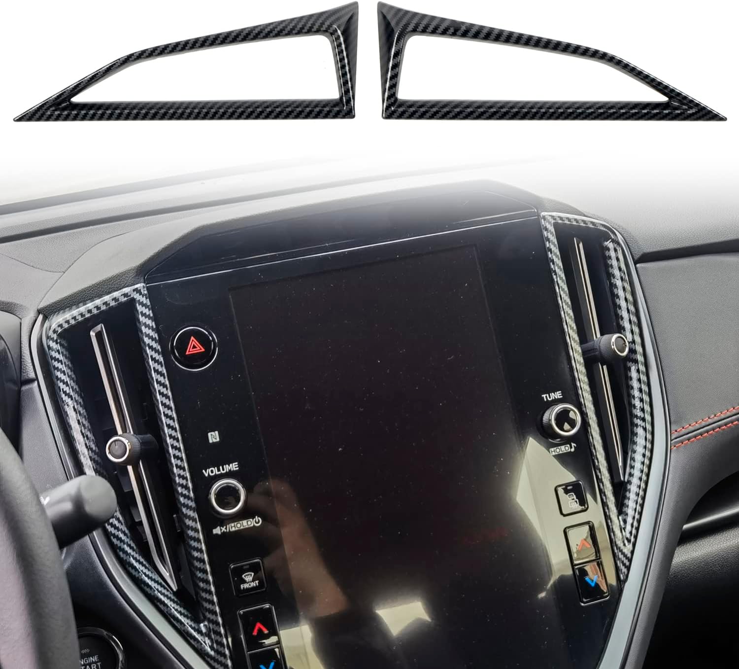 for Subaru WRX VB 2022-2024 Carbon Fiber Black Interior Navigation GPS Control Strip Trim 2pcs Car Accessories
