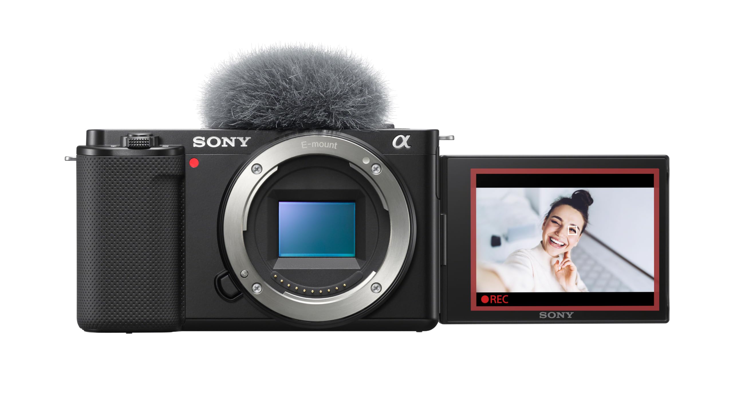 Sony ZV-E10 APS-C Mirrorless Camera Body Black Black Base w/ Mic ECM-S1