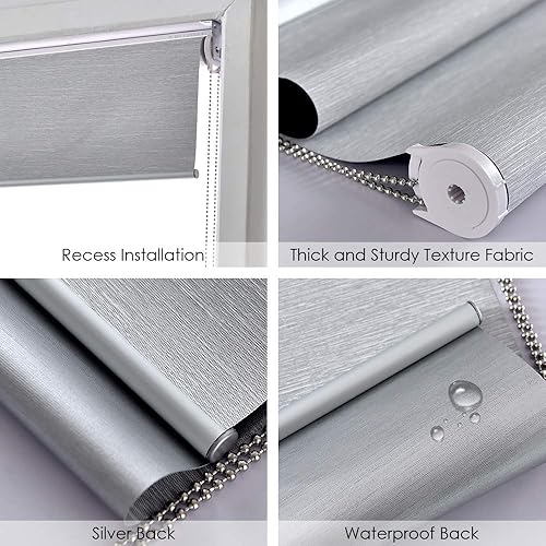 Miniatura 4 de ALLBRIGHT Cortinas enrollables con aislamiento térmico, 100% opacas, tela impermeable, 35 pulgadas de ancho con 95% de protección UV