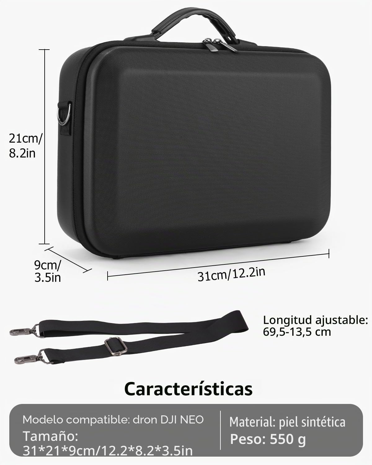Bolsa para dji Neo Drone, Estuche Funda de Transporte, Bolsa de Almacenamiento Rígido Protectora para dji Neo Drone, Controlador y Accesorios，Negro