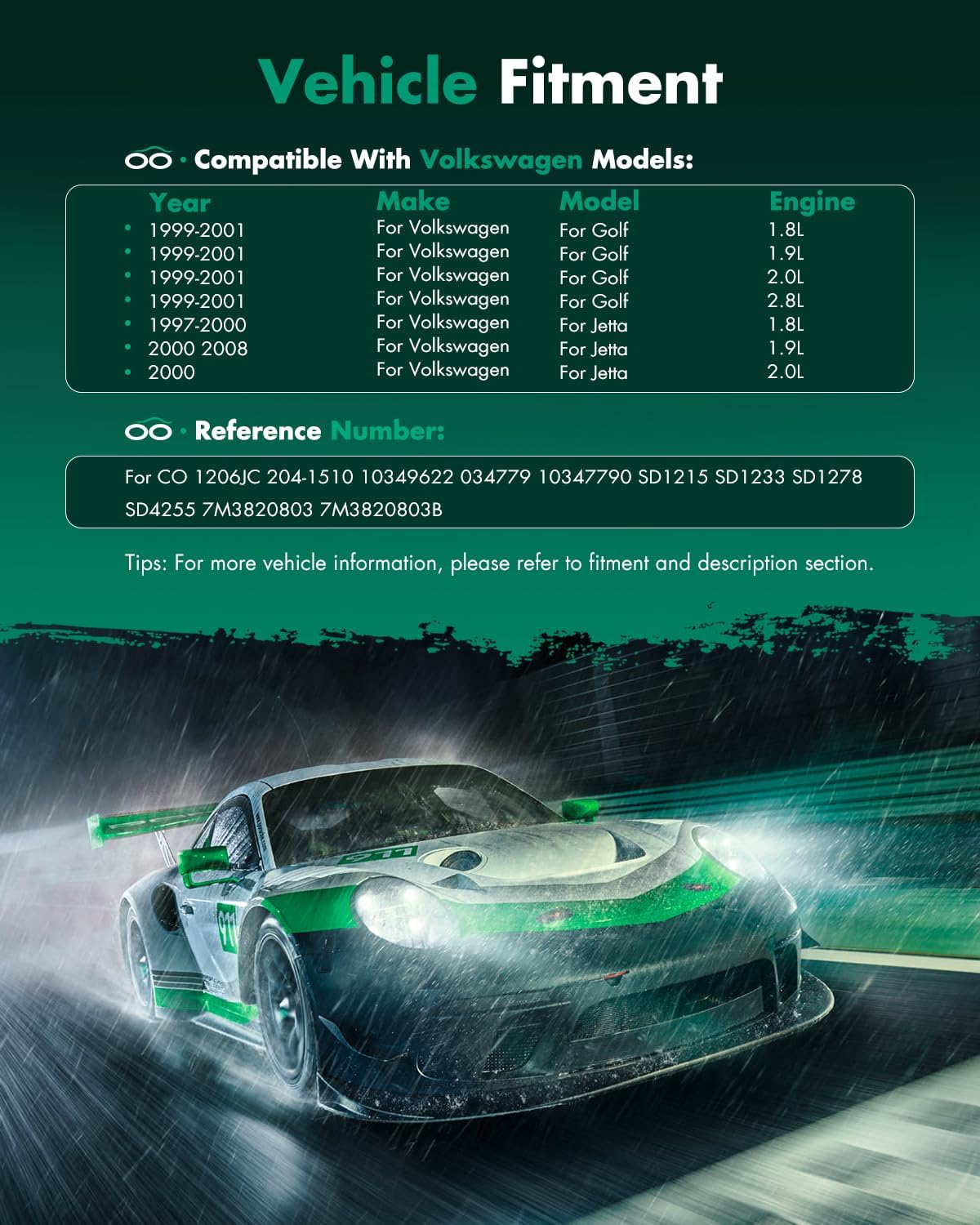 SCITOO AC Compressor Clutch Fit for Volkswagen Beetle 1.8L 1999-2000 2002-2005, Air Conditioning Compressor for Volkswagen Golf 1.8L 2000-2006