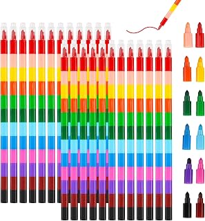 YYBD 24 PCS Stackable Crayons in Multi-color, Kid's Painting Mosaic Crayons, DIY Removal Crayons for Children Imagination, 4 Packs Freely Assembled Crayons (Detachable)