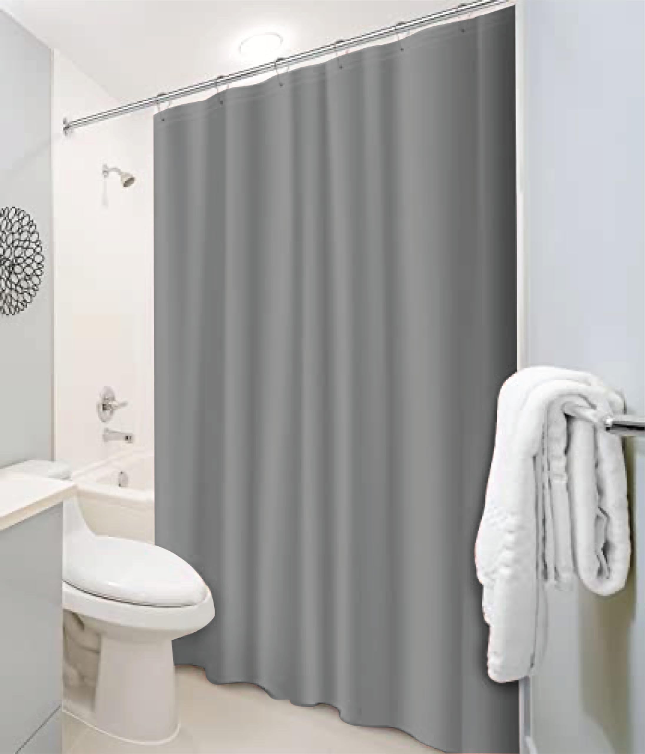 Amazon.com: Home Expressions Extra Long Magnetic Bottom Shower Curtain ...