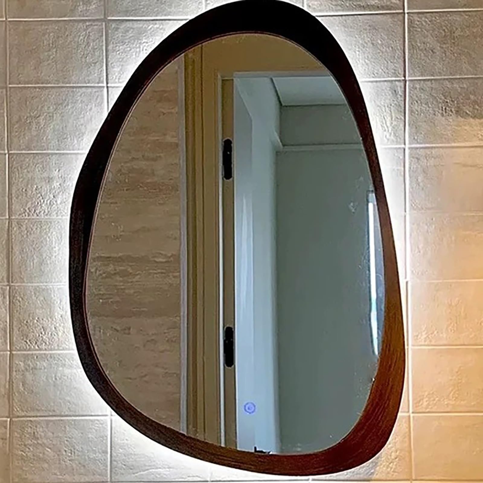 Miroir de courtoisie HD en noyer noble et finitions rétro