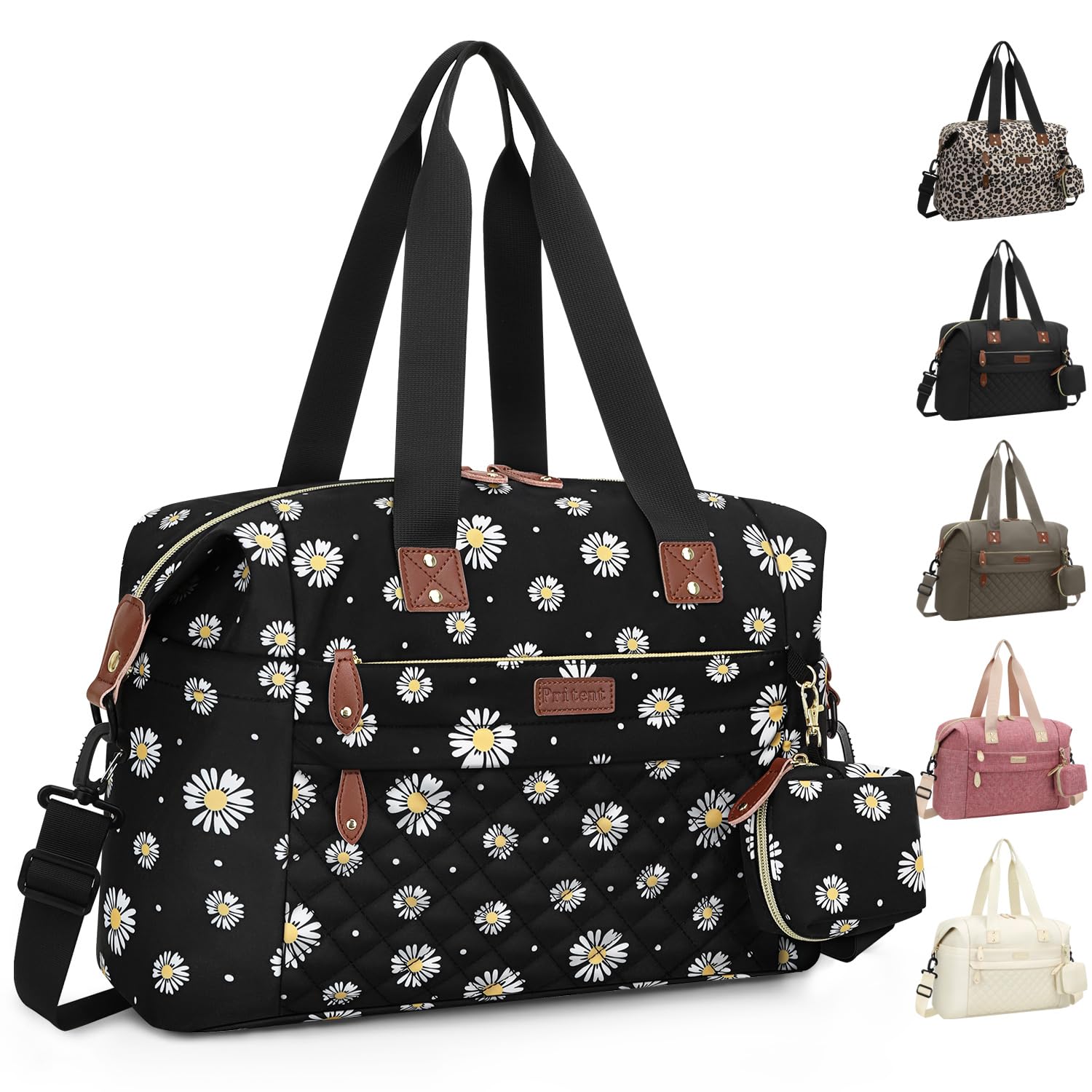 Diaper Bag Tote, Diaper Baby Bags with Pacifier Case, Shoulder Straps, Stroller Clips, Waterproof Large Mommy Bag Maternity Bag Travel Baby Bag for Mom and Dad, khaki