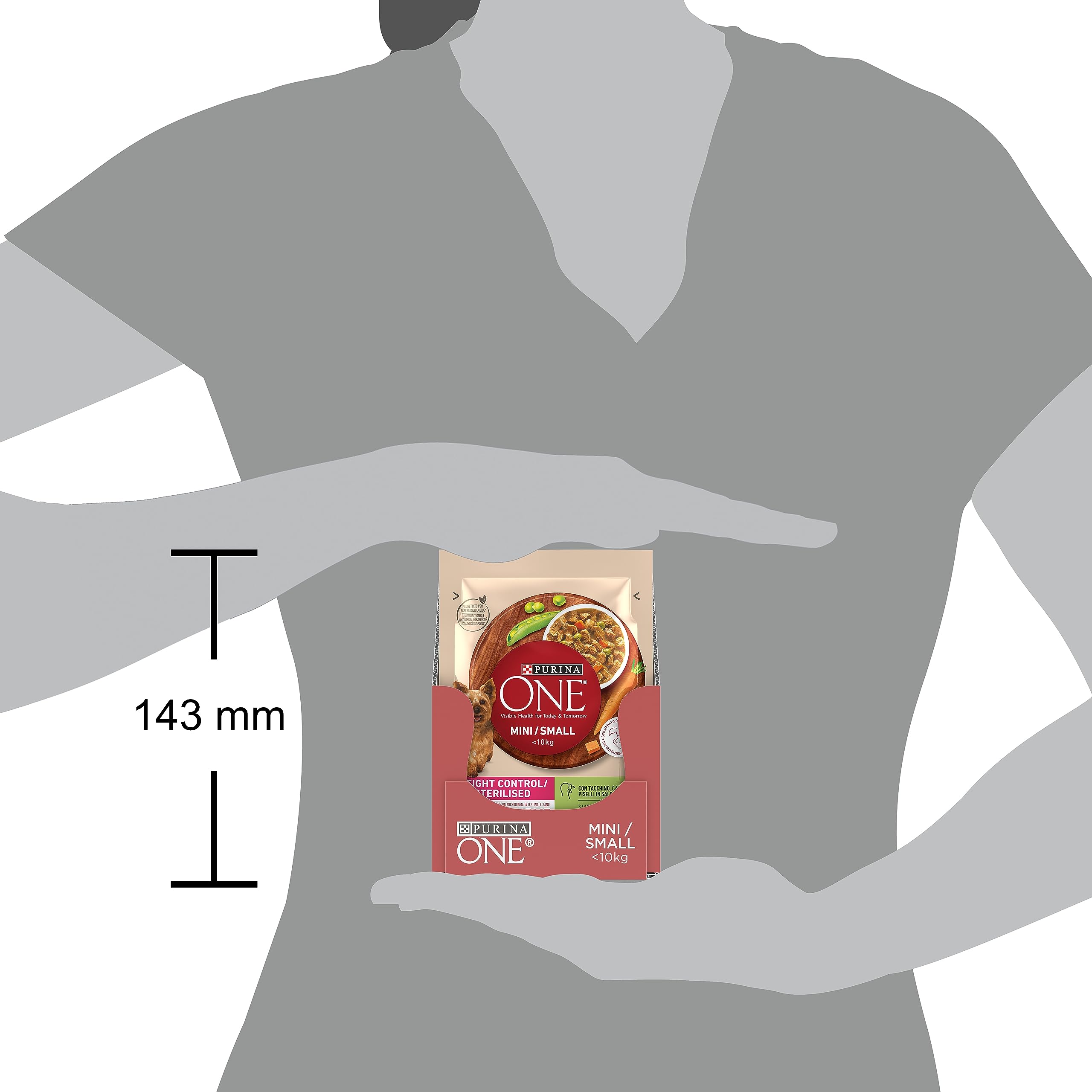 PURINA ONE Small&Mini < 10kg Controllo del peso Cibo Umido per Cani Adulti con Tacchino, Carote e Piselli 26 bustine da 85g