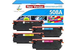 508A Black, Cyan, Yellow and Magenta Toner Printer Cartridge 4-Pack Compatible with...