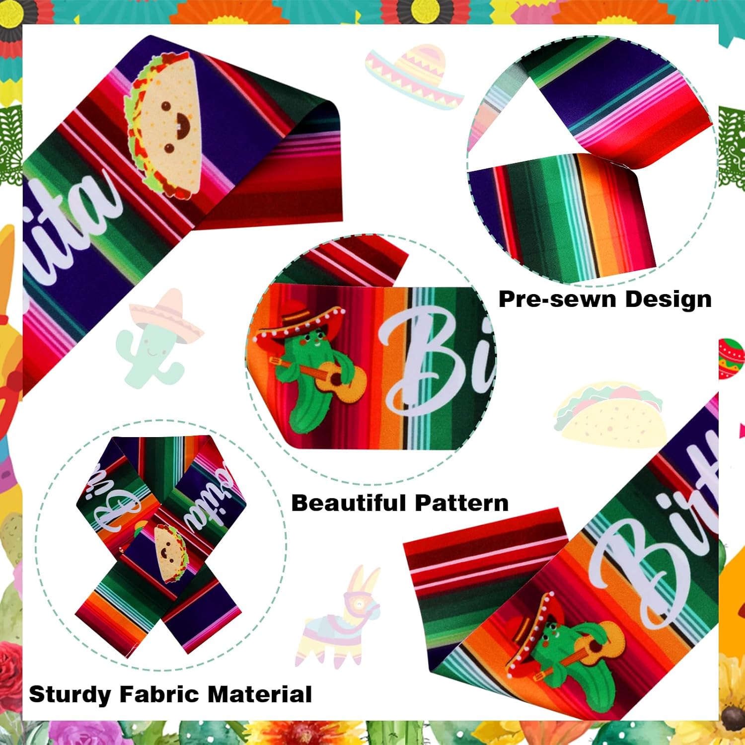 Jollyboom Mexican Birthday Party Decorations, Mexican Señorita Sash Fiesta Birthday Party Decorations for Women Mexican Theme Bday Supplies - Image 2
