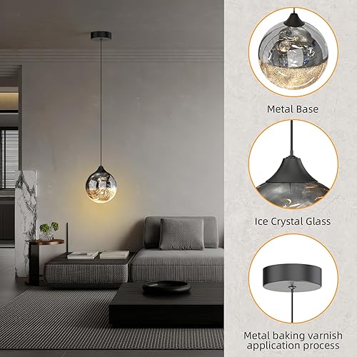 Miniatura 6 de ziidoo Modern Globe Pendant Light,Celestial Night Sky Ornamental Glass Sphere Adjustable Hanging Lamp for Kitchen Island Bedroom Ceiling Lights