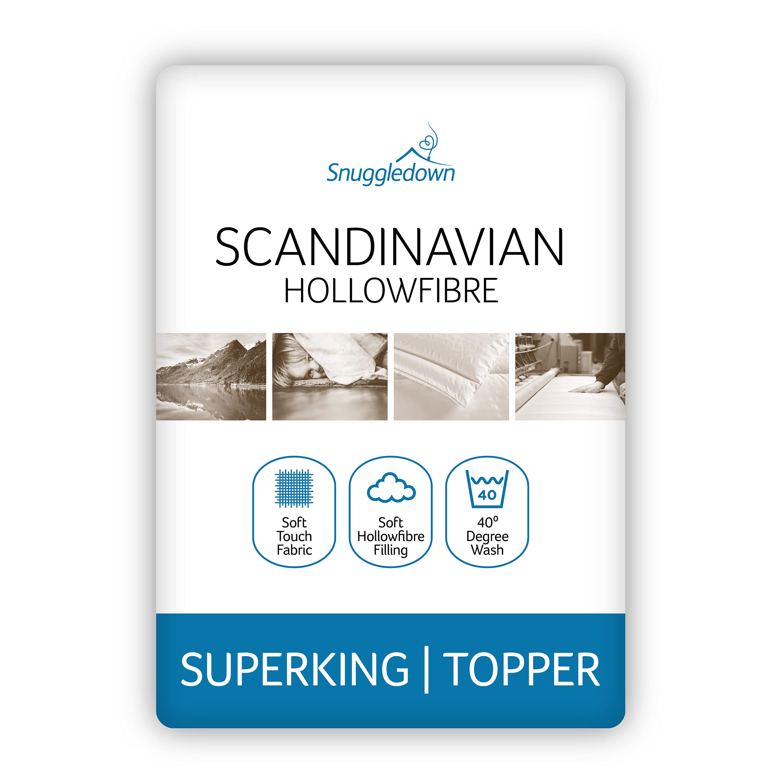 Snuggledown Scandinavian Hollowfibre Mattress Topper - White - Super King