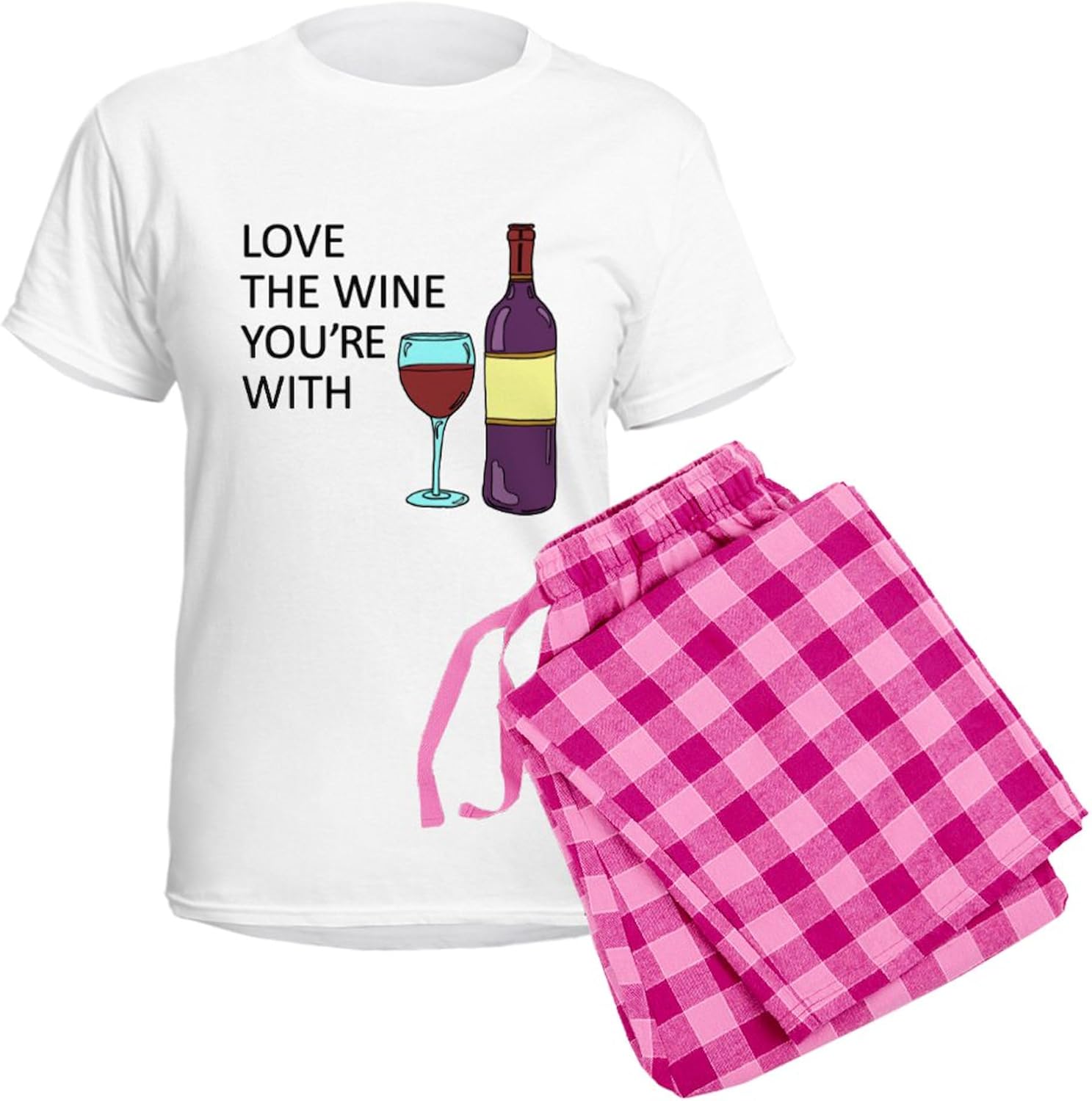 CafePress Love The Wine Youre with Pajamas Women's Novelty Cotton Pajama Set, Comfortable PJ Sleepwear