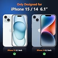 Vista 2 de SPIDERCASE Funda para iPhone 14iPhone 15, protección contra caídas de grado militar de 15 pies transparente Paquete de 2 protectores de pantalla