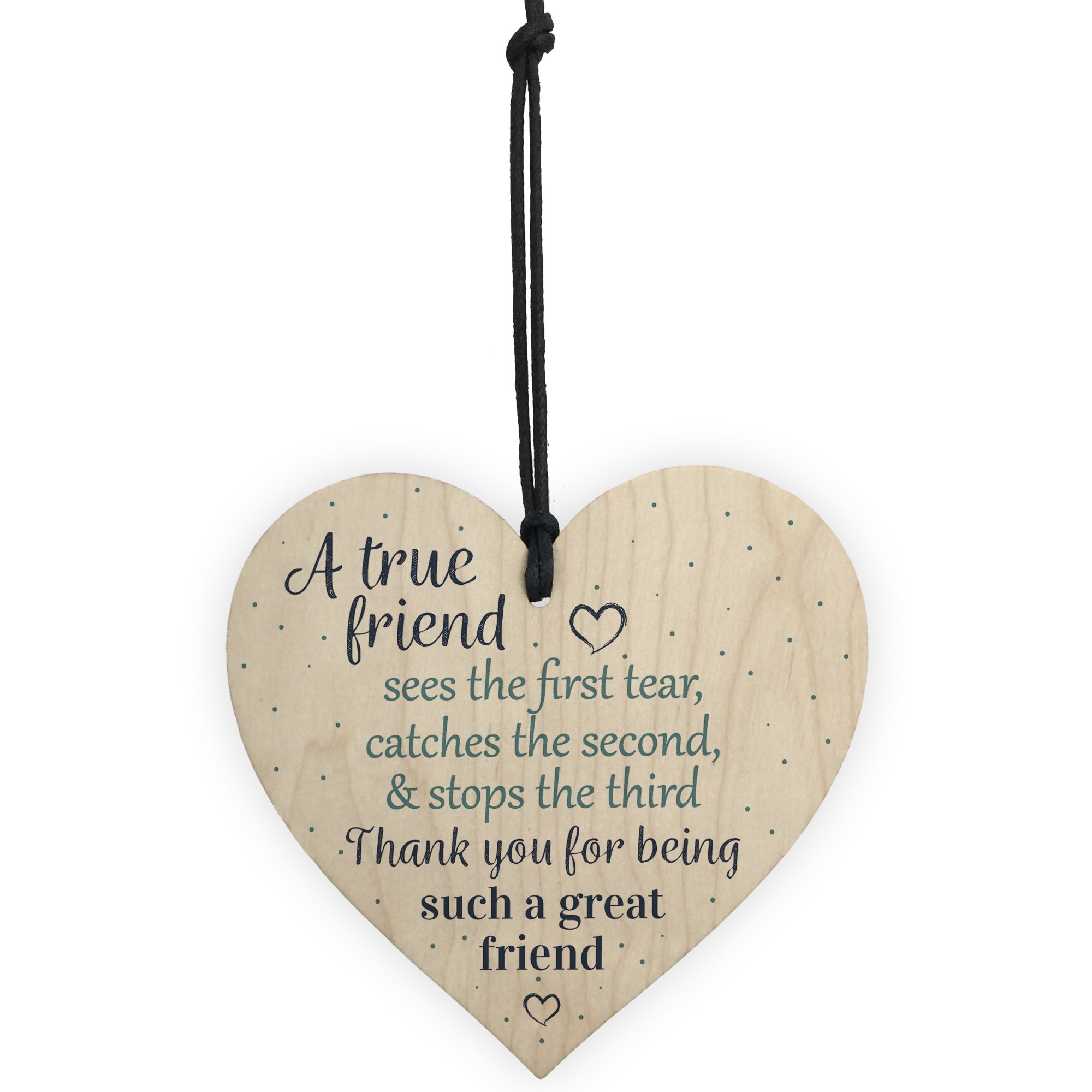 Red Ocean Friendship Gift For Friend Sign Wooden Hanging Heart Thank You Gift Shabby Chic Plaque