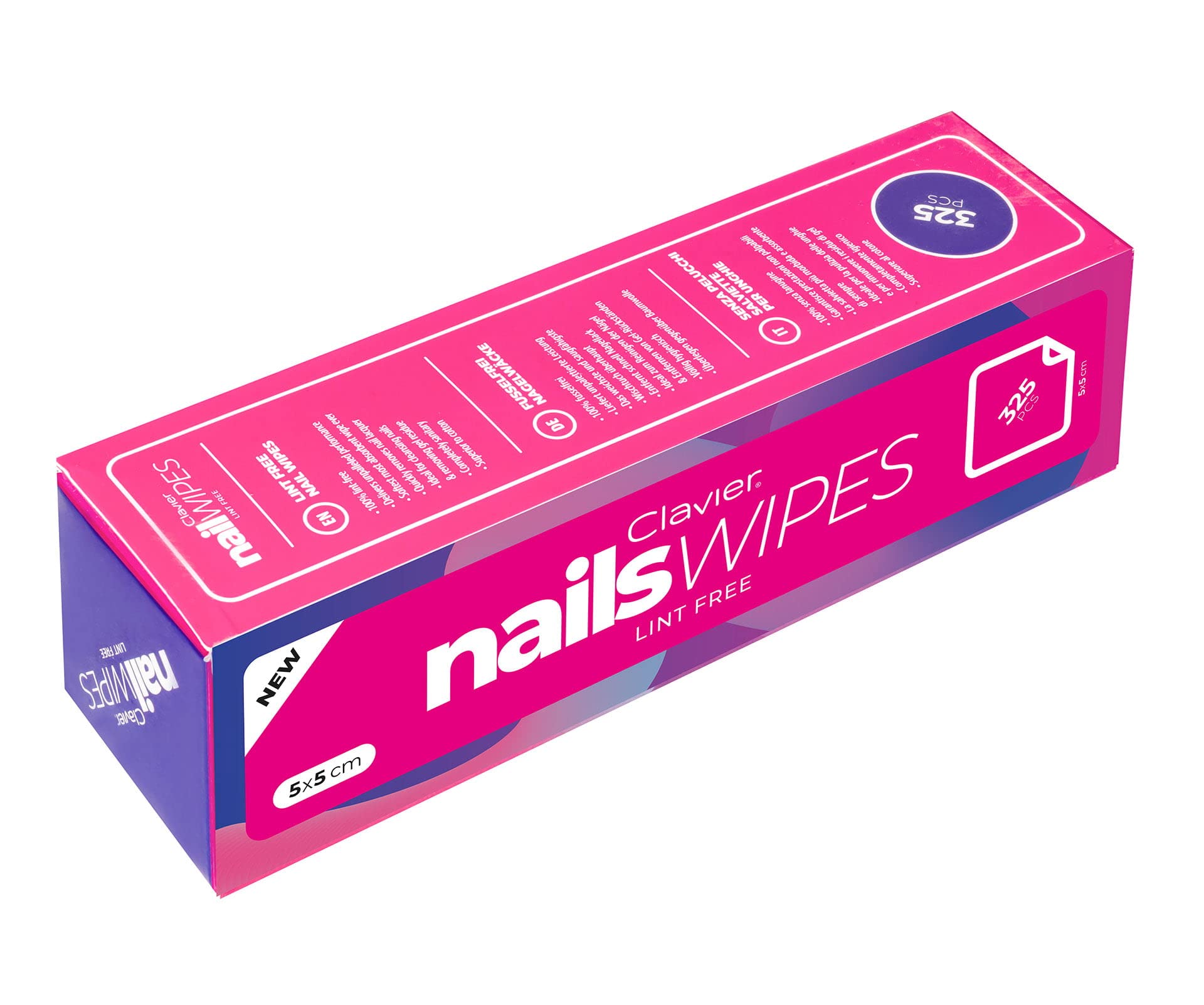NailWipes 325 PZ, Pads Unghie, Tampone Salviette, Senza Fibre, Dei Pelucchi, Cellulosa Antipolvere A Scelta, ideale per unghie in gel, Nail Clavier