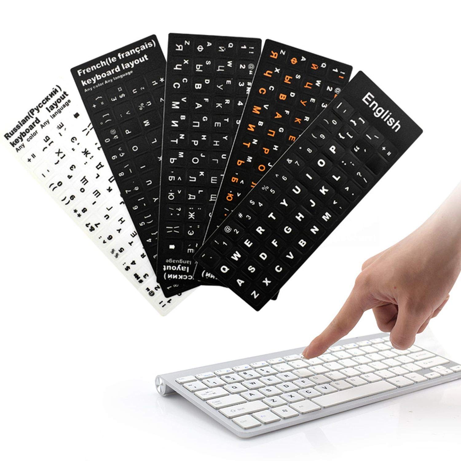 Pegatinas Para Teclado En 8 Idiomas - Incluye Ruso, Español, Japonés, árabe Y Más, Impermeables Y Fáciles De Poner