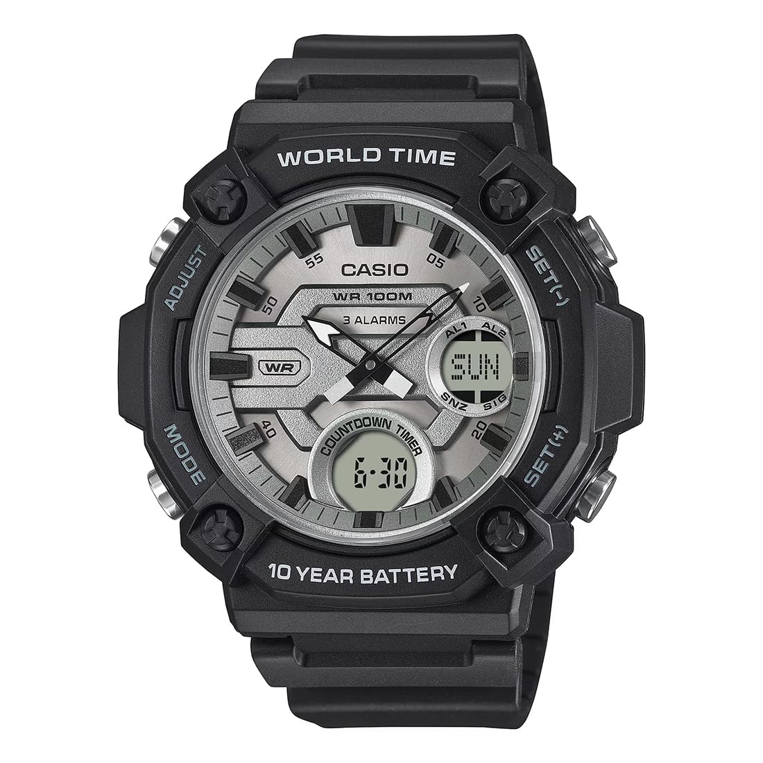 Youth AEQ-120W-7AVDF Analog-Digital Silver Dial Men (AD284)-image-14