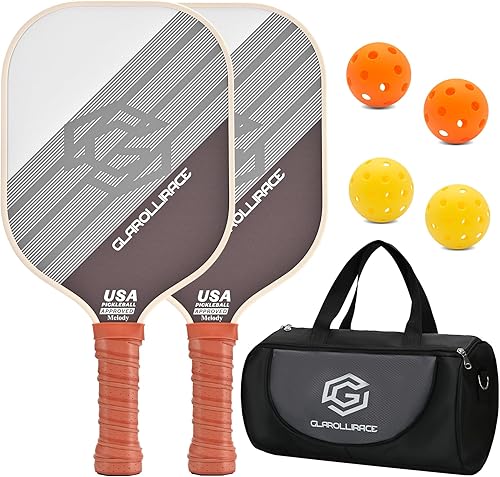 Juego de 2 palas de pickleball 4 raquetas de pickleball aprobadas por USAPA, fibra de vidrio Superficie de fibra de carbono y núcleo de panal de