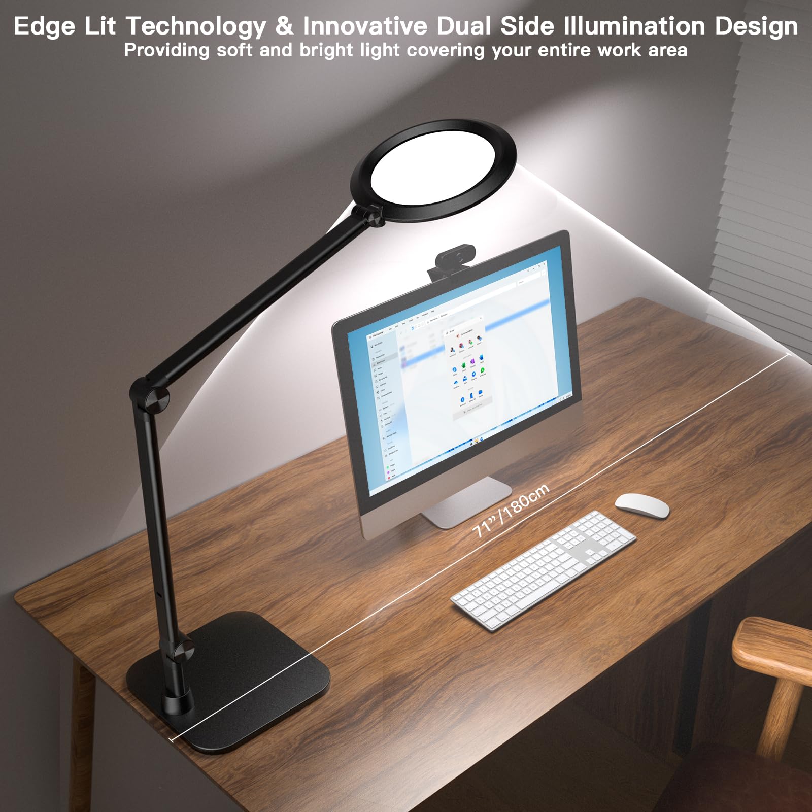 VERSKI LED Schreibtischlampe mit Fernbedienung, Schreibtischlampe Videokonferenz, Zoom Licht, Tageslichtlampe Schreibtisch, Einstellbare Helligkeit & Farbtemperatur, Büro Lampe, Tischlampe, 18W