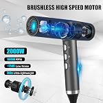 Slopehill Séchoir à cheveux avec moteur sans brosse unique , Diagnostic intelligent de défaillance , Microfiltre innovant , Oxy technologie active , affichage LED (Gray)